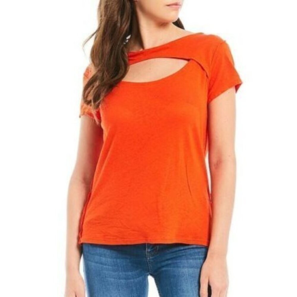 Free People June Short Sleeve Linen Tee. XS